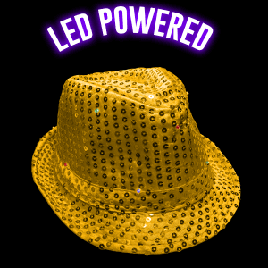 LED Flashing Sequined Fedora - Yellow