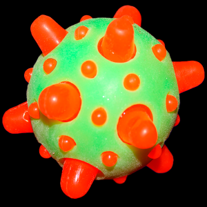 2.5" Light-Up Bouncy Ball with Spikes- Green w/ Orange Spike