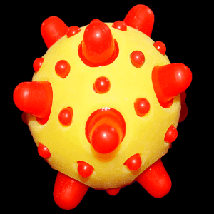 2.5" Light-Up Bouncy Ball with Spikes- Yellow w/ Red Spike