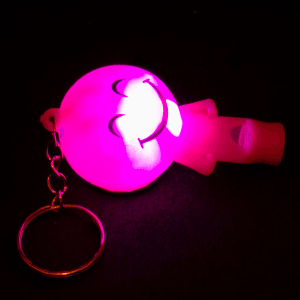 2" Light-Up Smiley Whistle Keychain- Pink