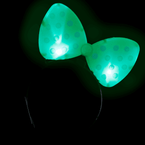 Light-Up Flashing Polka-Dot Bow Headband- Green