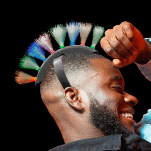 Fun Central LED Light Up Fiber Optic Mohawk Wig Headband for Women & Men 