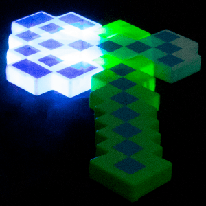 Light Up Pixel Axe (Blue, Green and White)