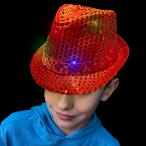 LED Flashing Sequined Fedora - Orange