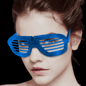 LED Flashing 80s Sunglasses- Blue
