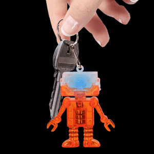2" Light-Up Flashing Android Robot Keychain- Orange