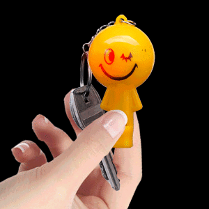 2" Light-Up Smiley Whistle Keychain- Yellow