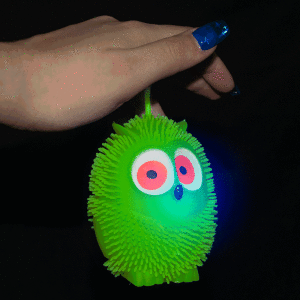 4" Light-Up Flashing Owl Puffer- Green