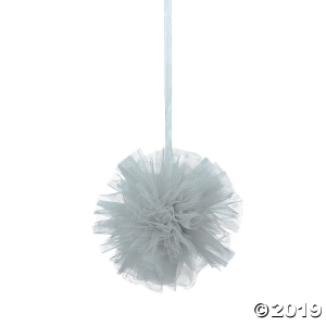 Silver Tulle Pom-Pom Decorations (1 Set(s))