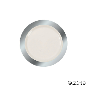 Ivory Premium Plastic Dessert Plates with Silver Border (25 Piece(s))