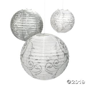 Silver Swirl Hanging Paper Lanterns (9 Piece(s))