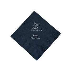Black 25th Anniversary Personalized Napkins with Silver Foil - Beverage (50 Piece(s))