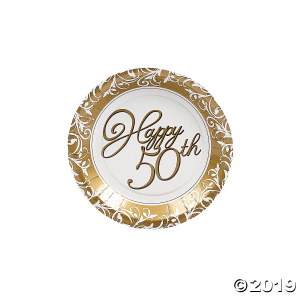 50th Anniversary Paper Dessert Plates (8 Piece(s))