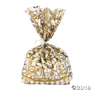 Gold Swirl Cellophane Bags (Per Dozen)
