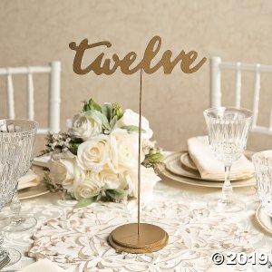 1 - 12 Gold Calligraphy Table Numbers (Per Dozen)