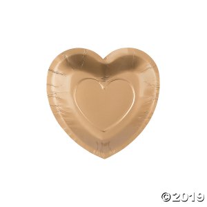 Gold Heart Shaped Paper Dessert Plates (25 Piece(s))