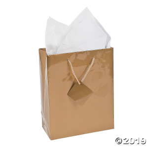 Medium Gold Gift Bags with Tags (Per Dozen)