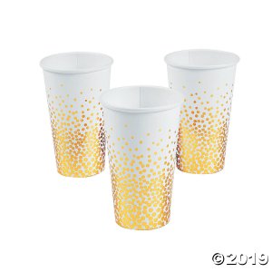 White with Gold Foil Dots Paper Cups (24 Piece(s))