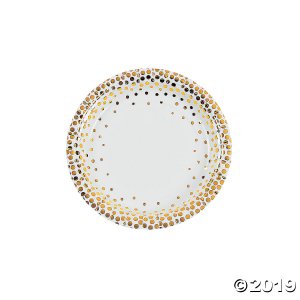 White with Gold Foil Dots Paper Dessert Plates (8 Piece(s))