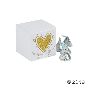 Gold Glitter Heart Favor Boxes (Per Dozen)