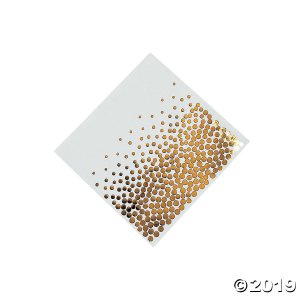 White with Gold Foil Dots Beverage Napkins (16 Piece(s))