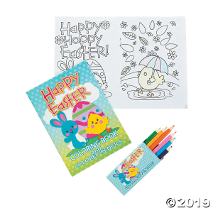 Easter Coloring Book with Colored Pencils (12 Set(s))