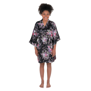 Personalized Black Floral Robe (1 Piece(s))