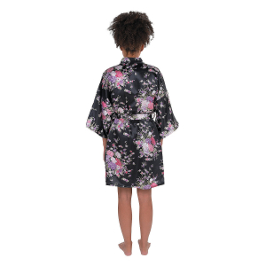 Personalized Black Floral Robe (1 Piece(s))