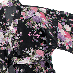 Personalized Black Floral Robe (1 Piece(s))