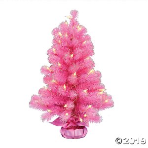 Vickerman 2' x 16" Pink Tinsel Tree with Clear Lights (1 Piece(s))