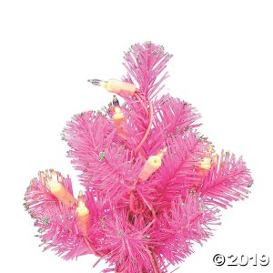 Vickerman 2' x 16" Pink Tinsel Tree with Clear Lights (1 Piece(s))