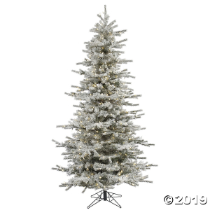 Vickerman 7.5' Flocked Sierra Fir Slim Christmas Tree with Warm White LED Lights (1 Piece(s))