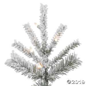 Vickerman 7.5' Flocked Sierra Fir Slim Christmas Tree with Warm White LED Lights (1 Piece(s))