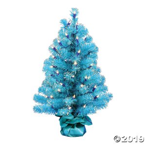Vickerman 2' x 16" Sky Blue Tinsel Tree with Clear Lights (1 Piece(s))
