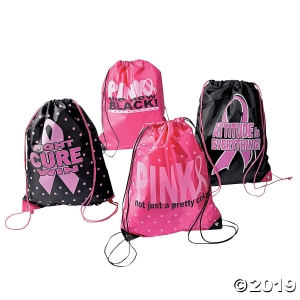 Breast Cancer Awareness Large Drawstring Bags (Per Dozen)