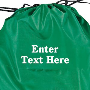 Personalized Large Green Drawstring Bags (Per Dozen)