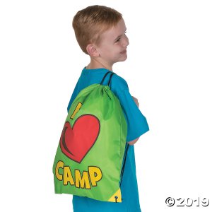 Large I Love Camp Drawstring Bags (Per Dozen)