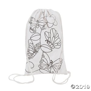 Color Your Own Medium Butterfly Canvas Drawstring Bags (Makes 12)