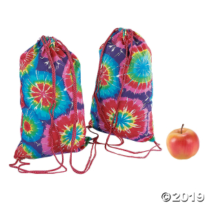 Medium Colorful Tie-Dyed Drawstring Bags (Per Dozen)
