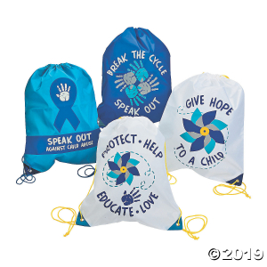 Large Child Abuse Awareness Drawstring Bags (Per Dozen)