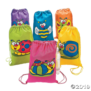 Medium Spring Bug Canvas Drawstring Bags (Per Dozen)