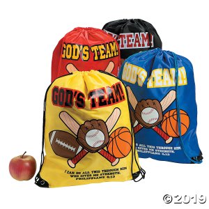Large God's Team Drawstring Bags (Per Dozen)