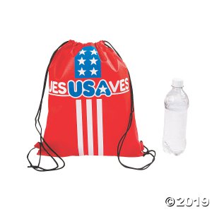 Medium Jesus Saves USA Drawstring Bags (Per Dozen)