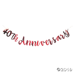 Red 40th Anniversary Foil Script Banner (1 Piece(s))