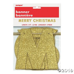 Gold Glitter Merry Christmas Banner (1 Piece(s))