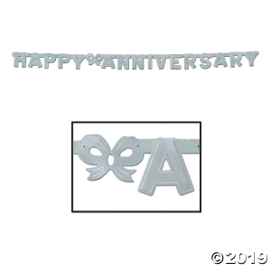 Silver Happy Anniversary Banner (1 Piece(s))