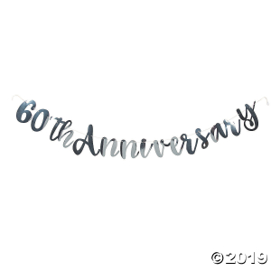 Silver 60th Anniversary Foil Script Banner (1 Piece(s))