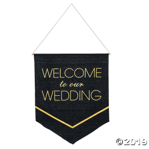 Black & Gold Wedding Banner (1 Piece(s))