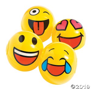 Inflatable 5" Emoji Mini Beach Balls (Per Dozen)