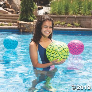 Inflatable 11" Mermaid Scales Medium Beach Balls (Per Dozen)